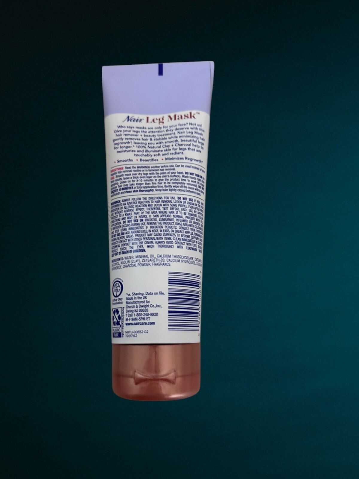 1-Nair 3 in 1 Leg Mask Natural Clay & Charcoal Hair Removal Exfoliating Moisture