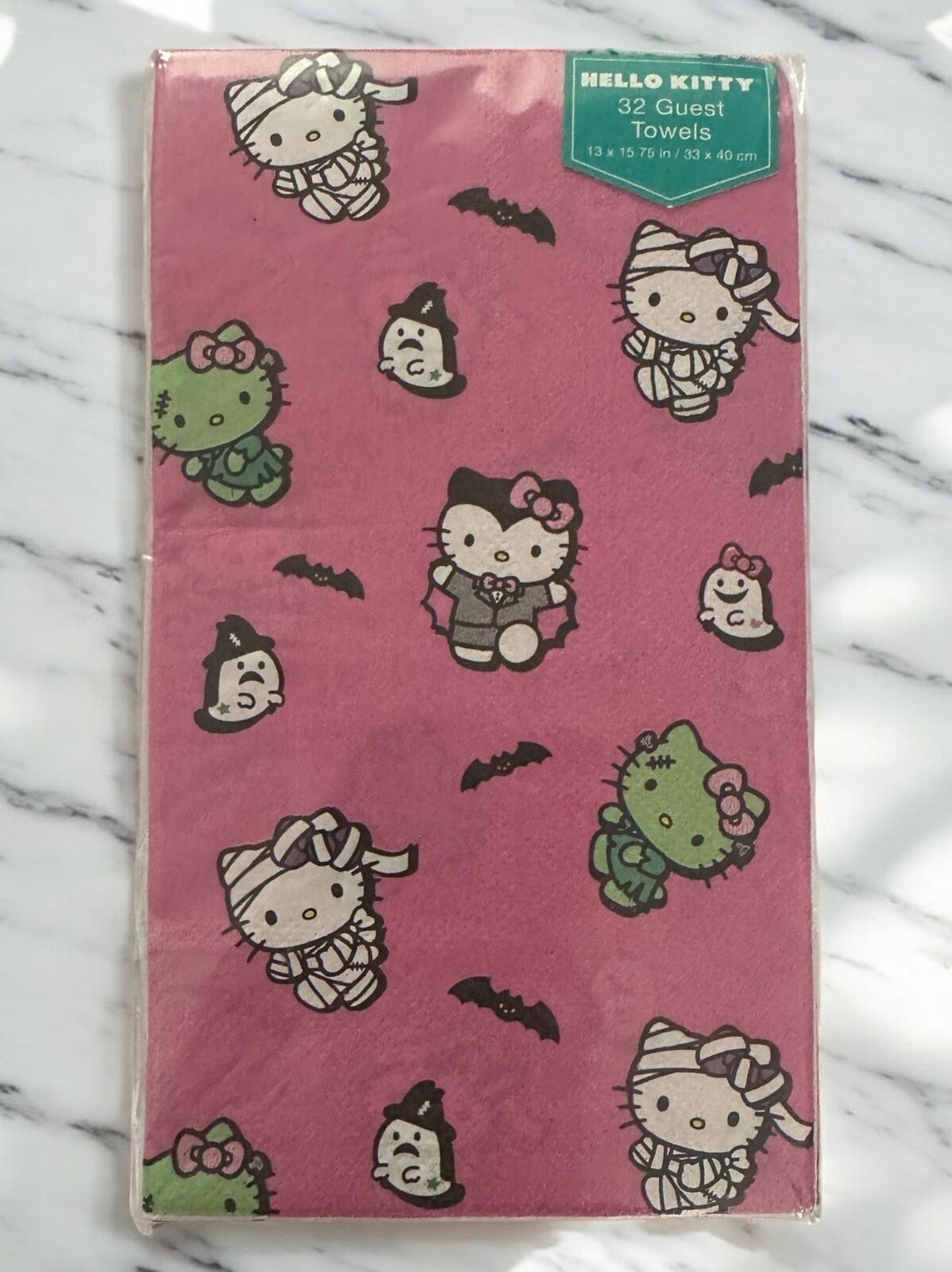 Spooky Hello Kitty Guest Towels for Fall Parties - Mummies, Vampires, Zombies