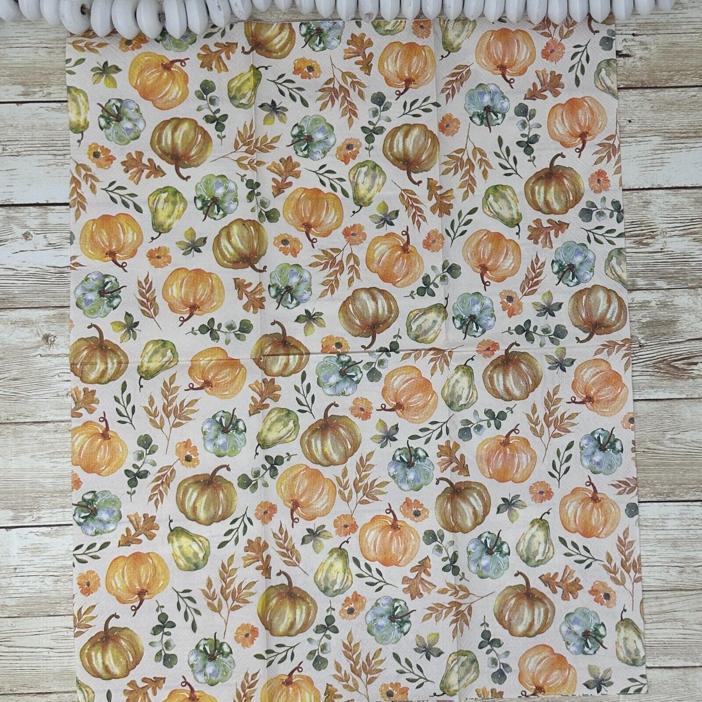 Servilletas con acuarela para decoupage de otoño, hojas pálidas de clementina, calabazas, manualidades de papel para invitados