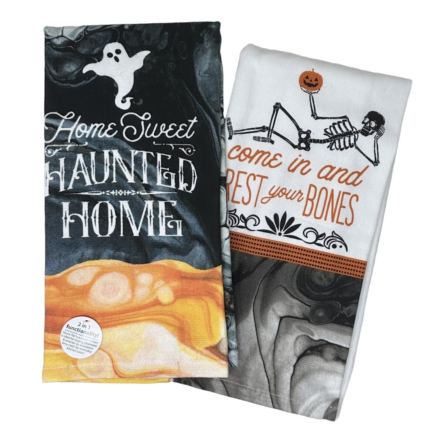 Paquetes de 2 toallas de cocina de algodón Kay Dee con temática de Halloween espeluznante