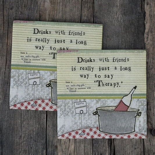Decoupage Napkins for Drinks & Friends - Funny Wine Therapy Cocktail Art, Perfect for Paper Crafts