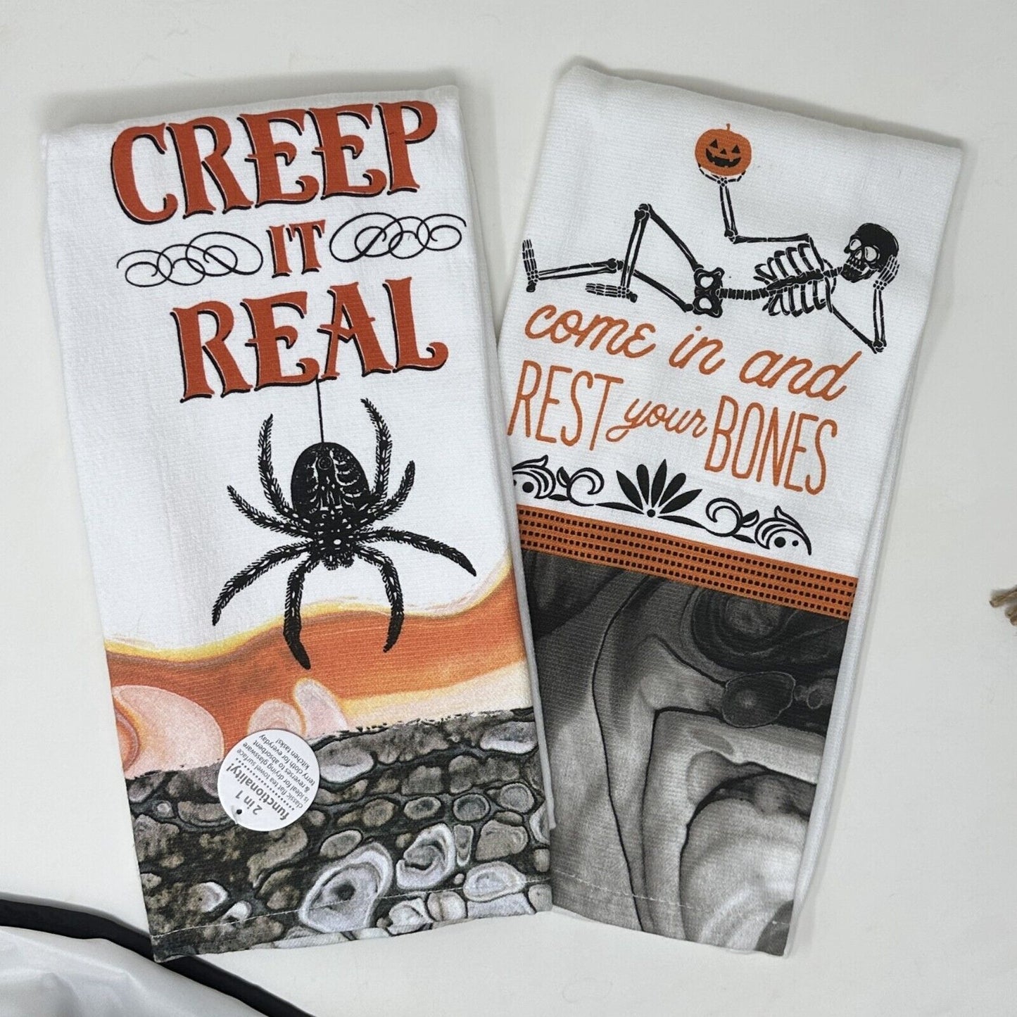 Paquetes de 2 toallas de cocina de algodón Kay Dee con temática de Halloween espeluznante