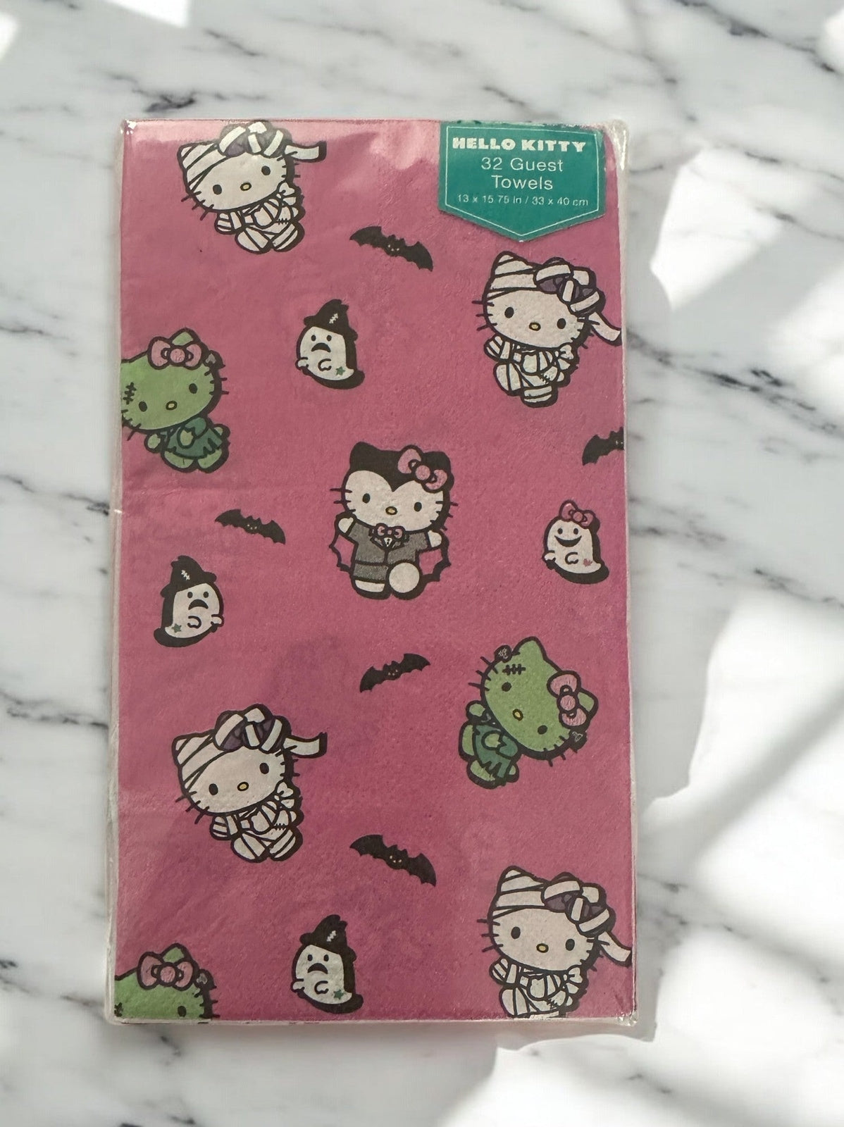 Spooky Hello Kitty Guest Towels for Fall Parties - Mummies, Vampires, Zombies