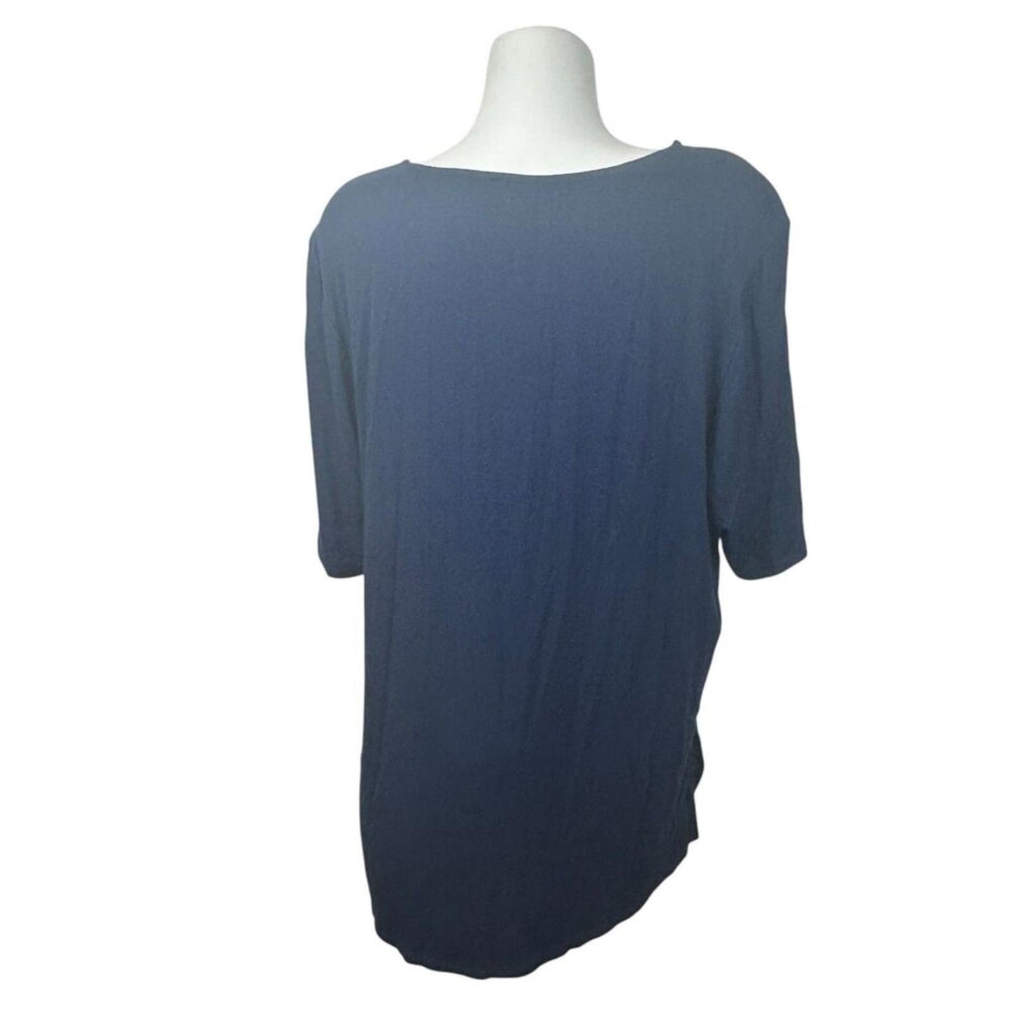 Chicos Garden Party Tunic Top Womens Size 3 Blue Floral Short Sleeve BOHO Beach