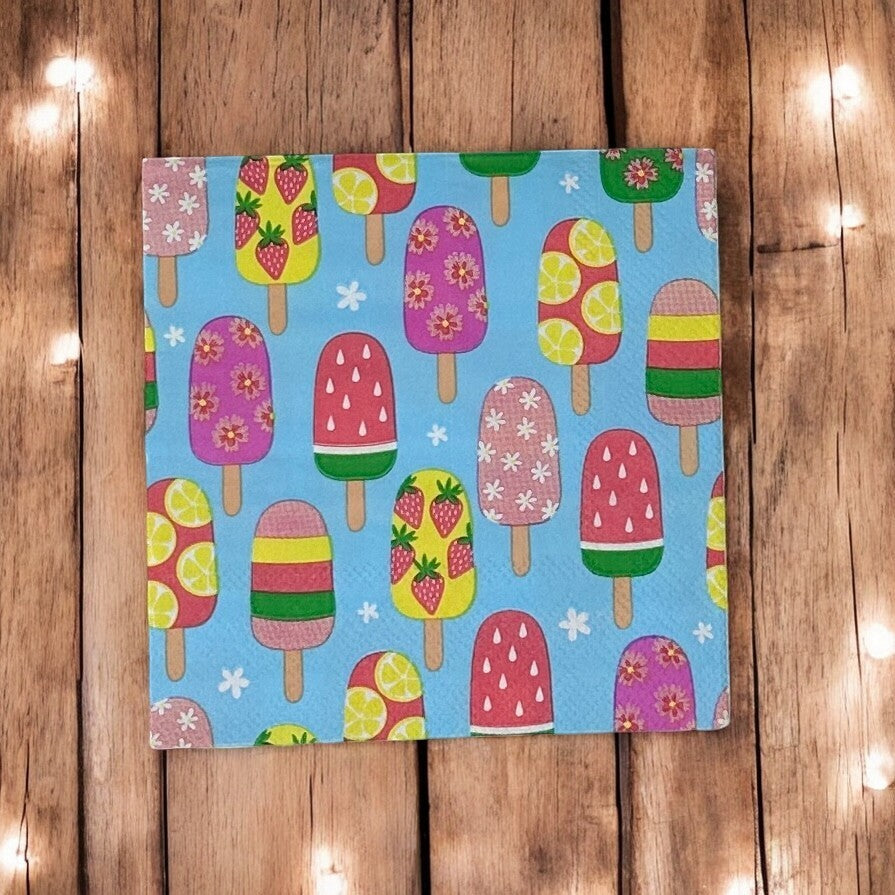 Decoupage Napkins Popsicles Summer Beach Treats Colorful Fruit Paper Crafts
