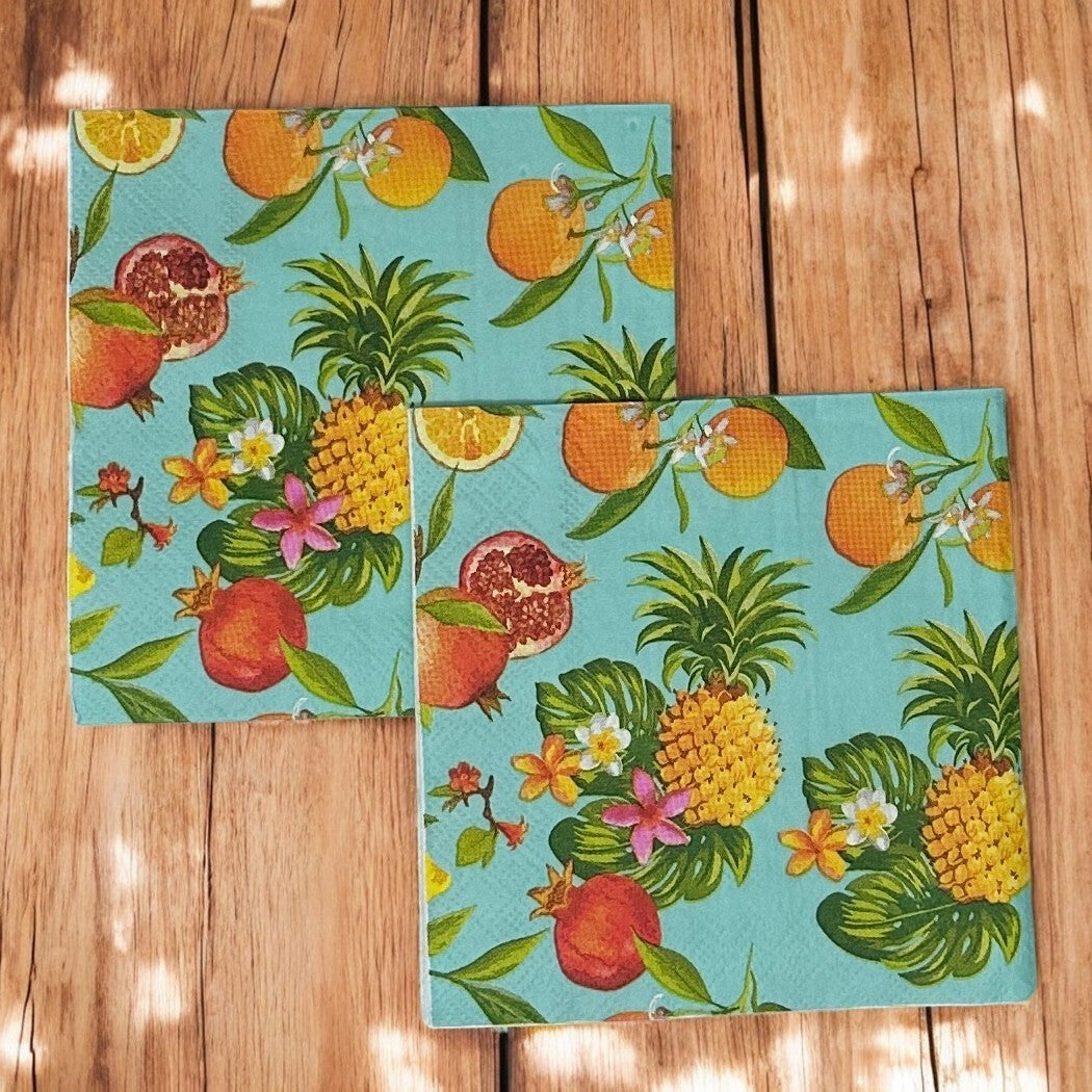 Decoupage Napkins Tropical Fruit Pineapples Cocktail Paper Summer Crafts