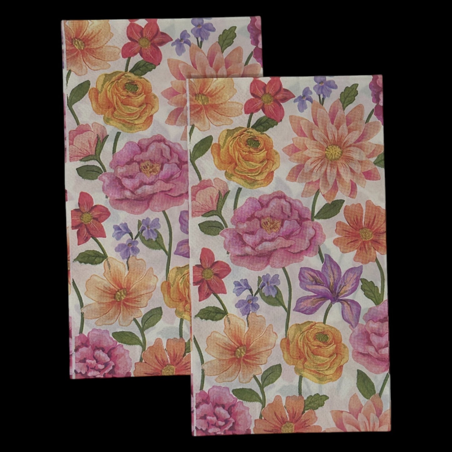 Bold Spring Floral Decoupage Napkins – Modern Orange, Pink & Purple Flower Napkins for Crafts & Mixed Media