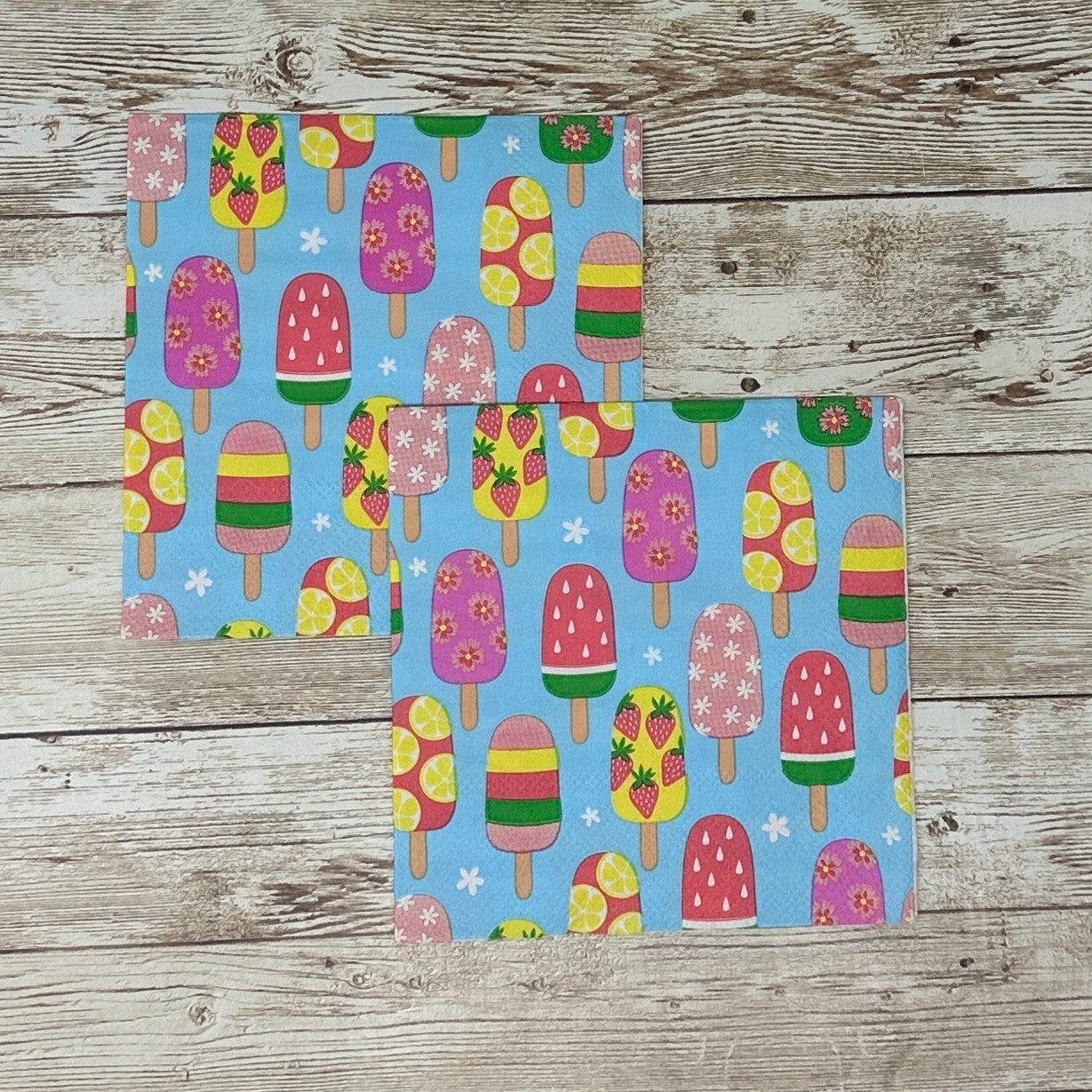 Decoupage Napkins Popsicles Summer Beach Treats Colorful Fruit Paper Crafts