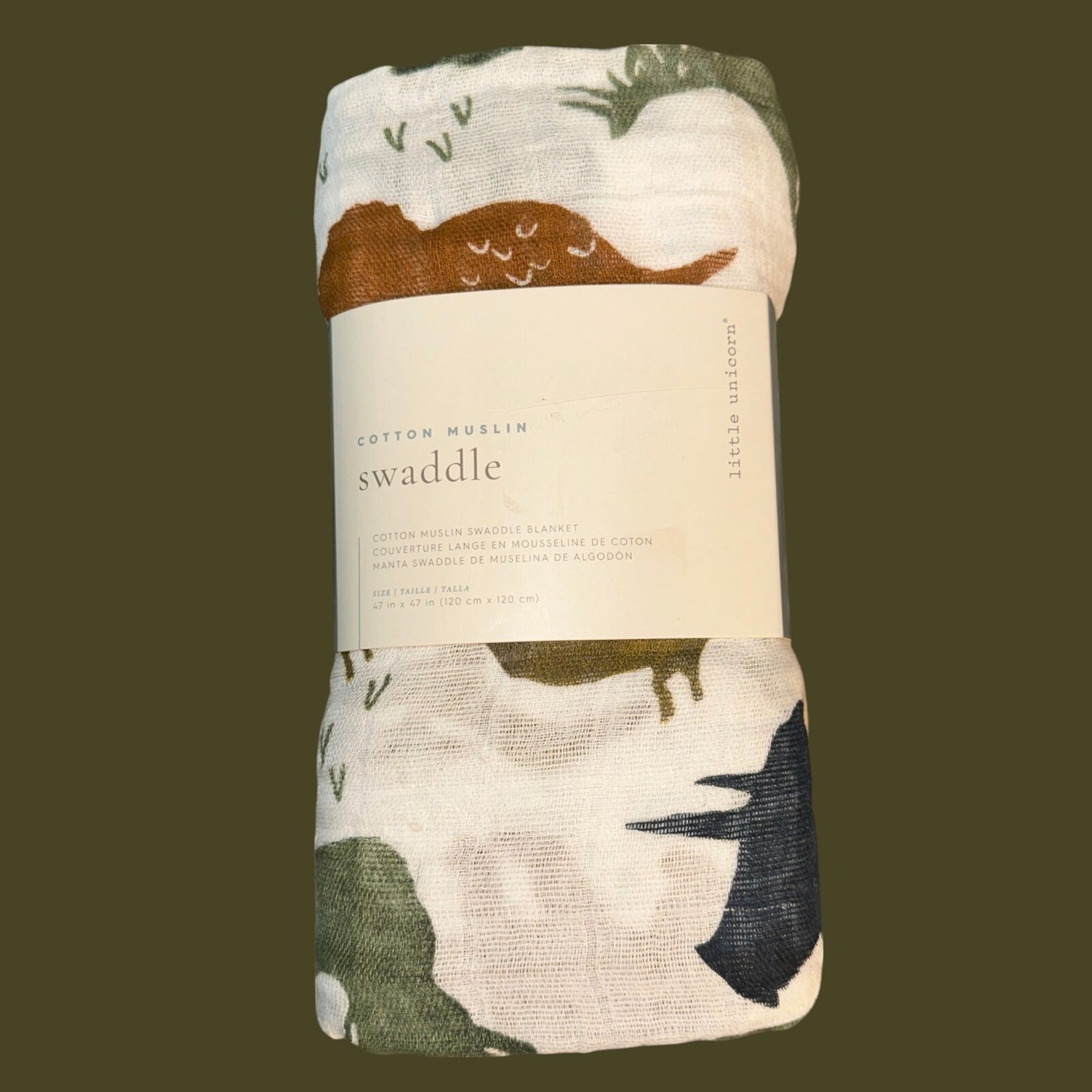 Little Unicorn Cotton Swaddle Baby Muslin Blanket Dino Friends Dinosaur