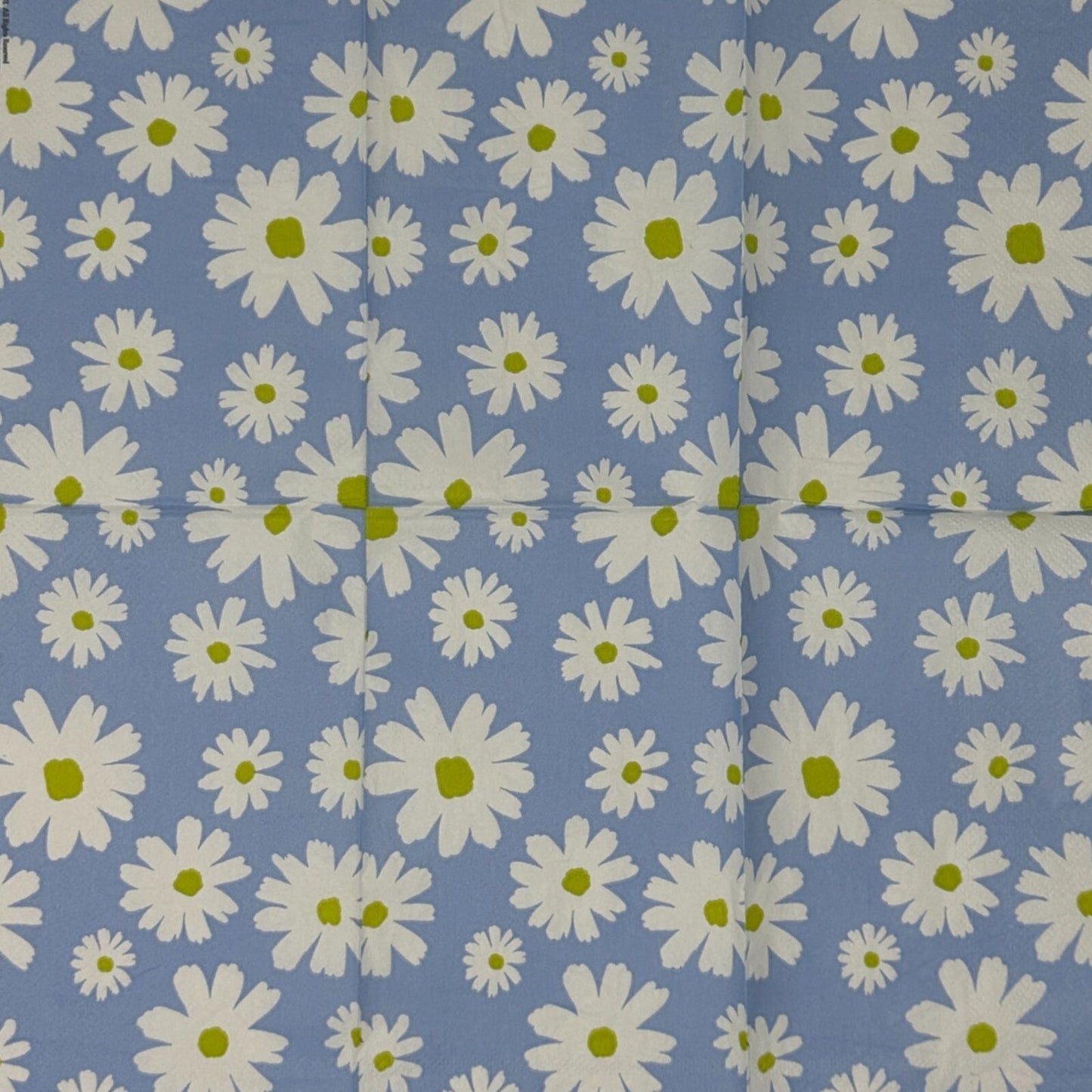 Blue & White Daisy Guest Decoupage Napkins โ Soft Blue Floral Napkins for Spring Crafts, Journaling, and Mixed Media Projects