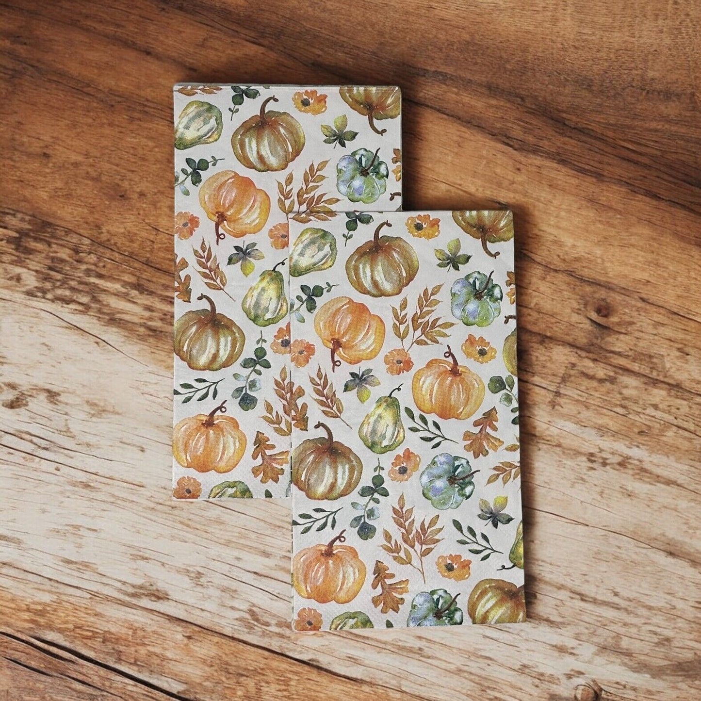 Servilletas con acuarela para decoupage de otoño, hojas pálidas de clementina, calabazas, manualidades de papel para invitados