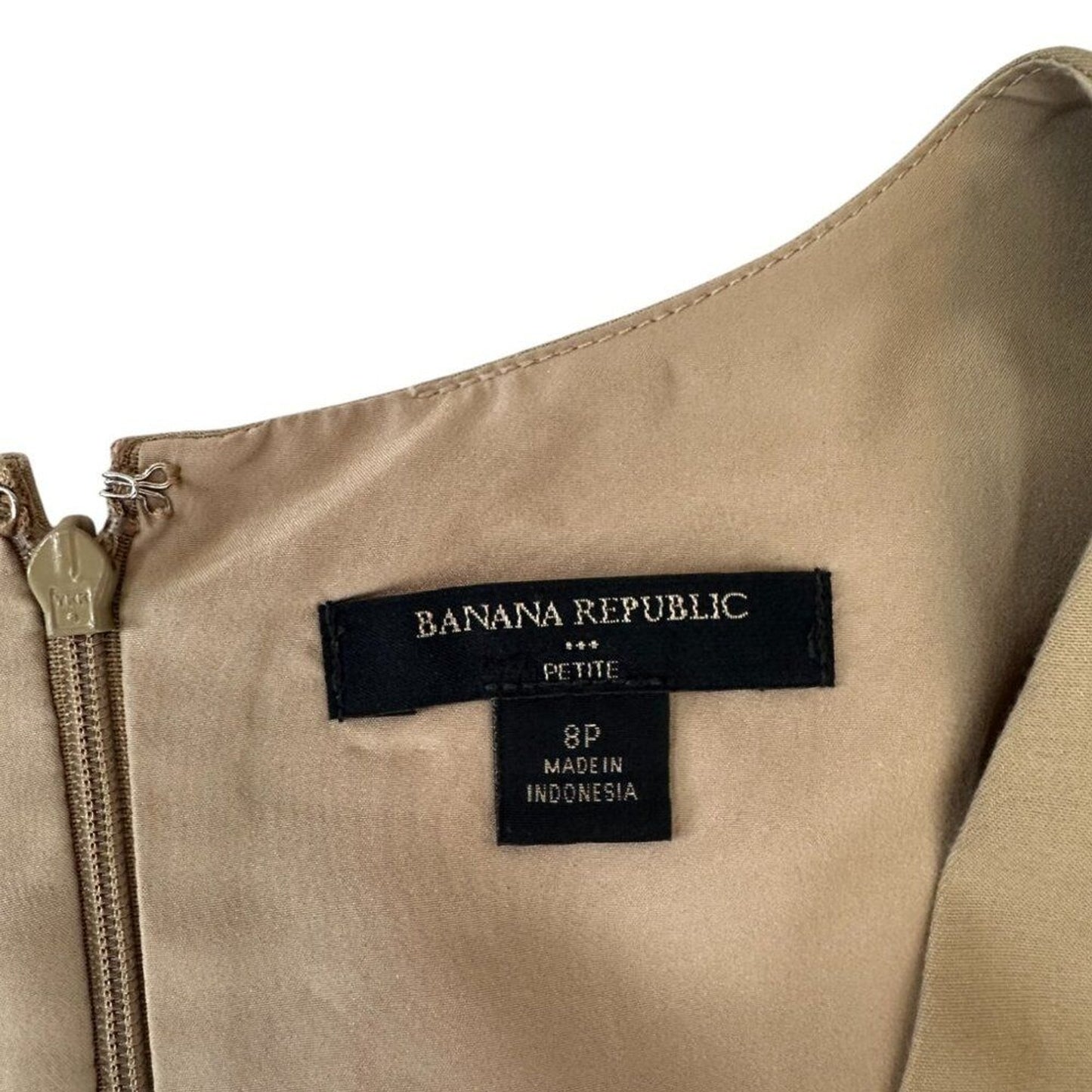 Banana Republic Tan Cap Sleeve Straight Midi Straight Office Dress size 8 Petite