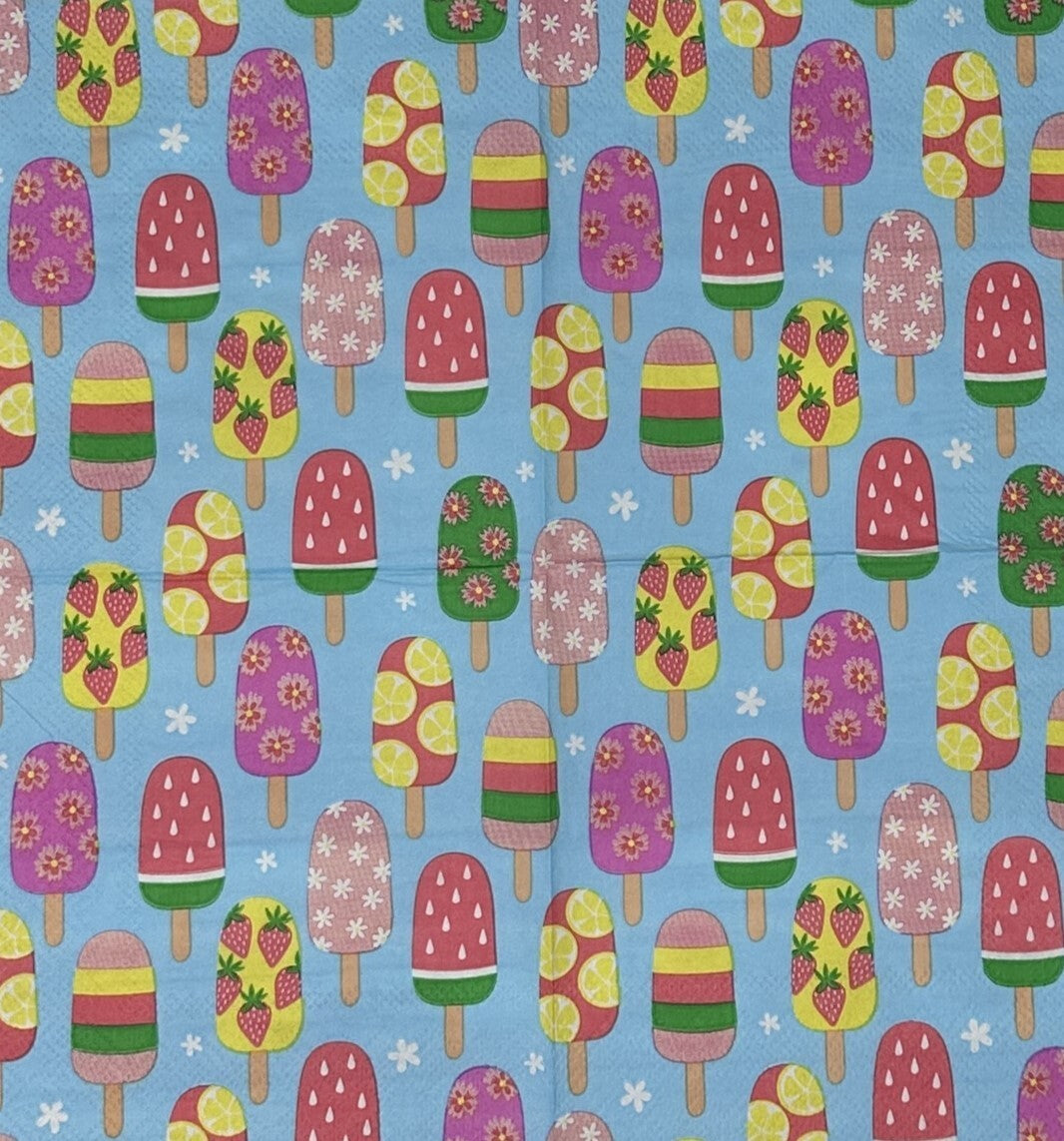 Decoupage Napkins Popsicles Summer Beach Treats Colorful Fruit Paper Crafts