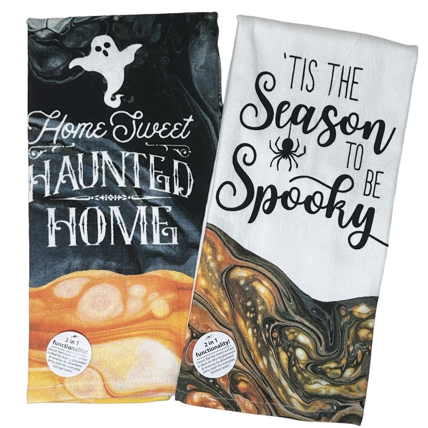 Paquetes de 2 toallas de cocina de algodón Kay Dee con temática de Halloween espeluznante