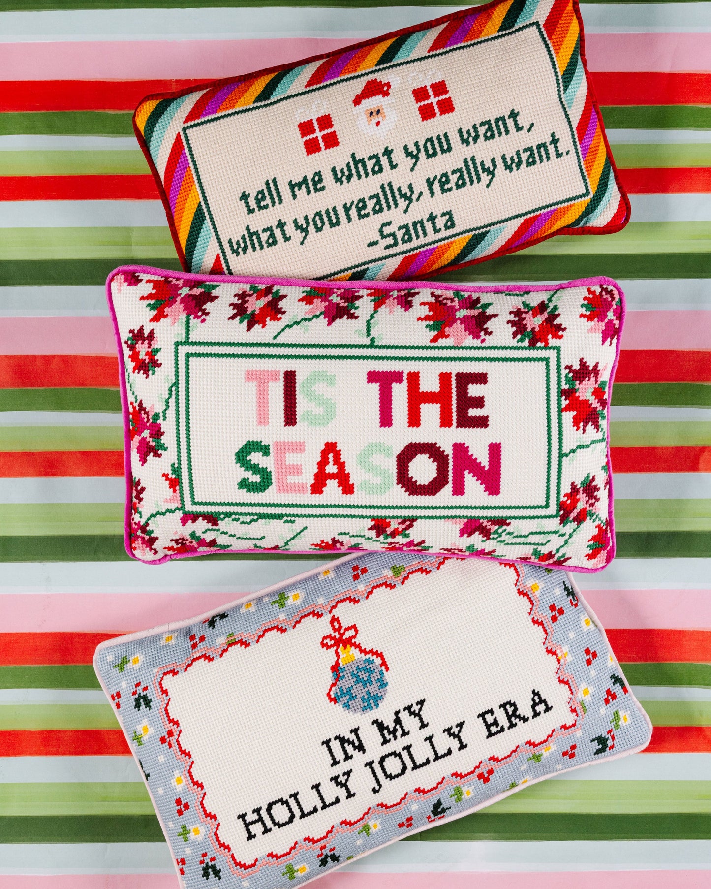 Tis The Season Needlepoint Pillow