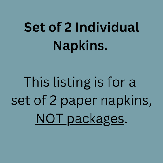 Text on a blue background indicating a set of 2 individual paper napkins.