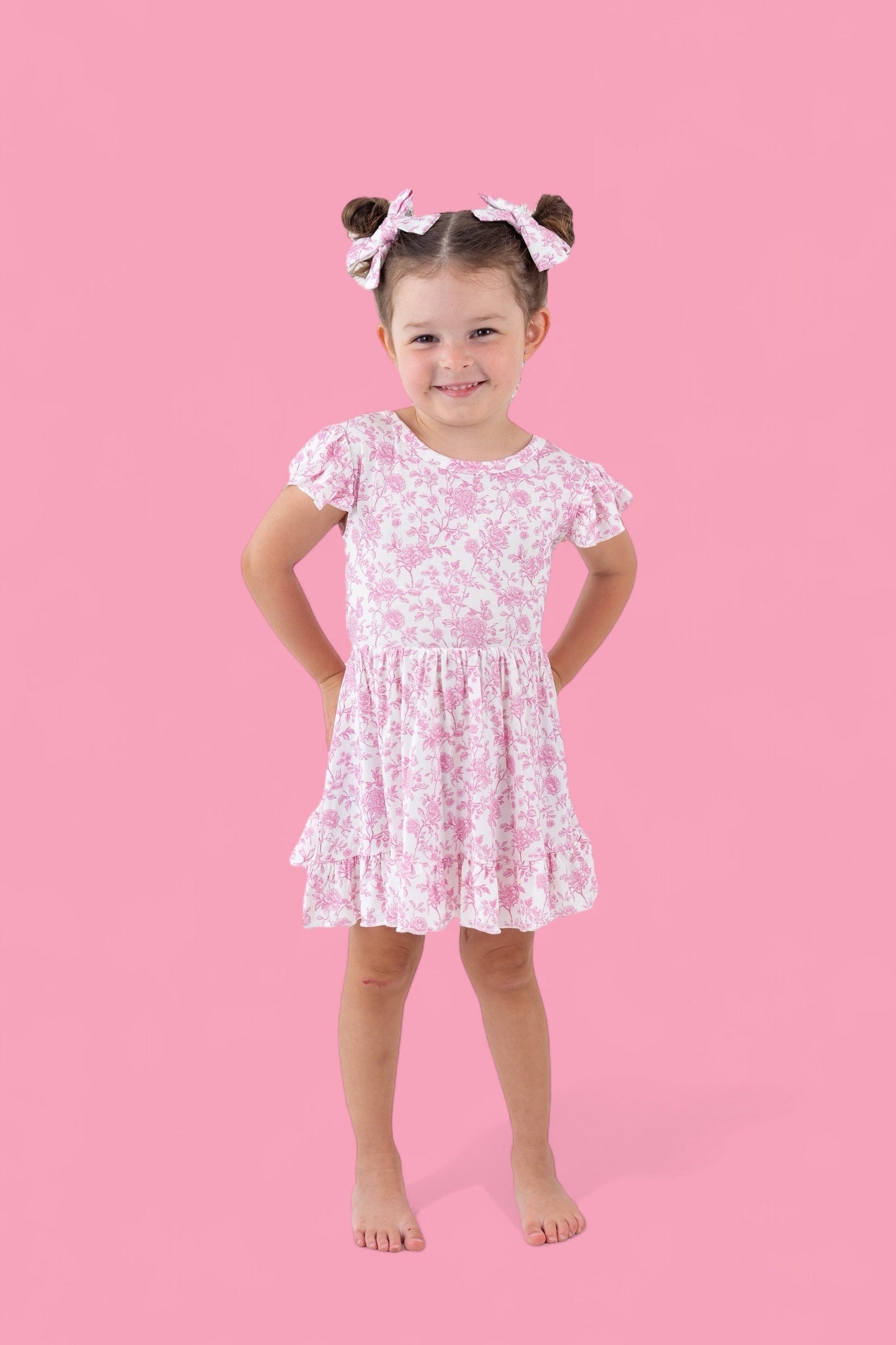 ROSEWOOD TOILE DREAM TIE BACK RUFFLE DRESS