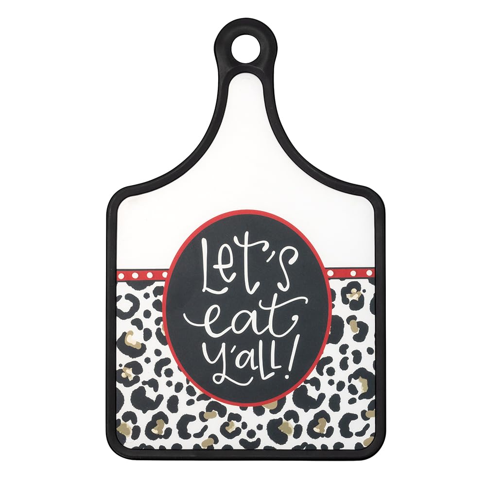 Bandeja para servir quesos con asa de About Face Designs, 12 x 7,5 pulgadas, Let's Eat Y'all