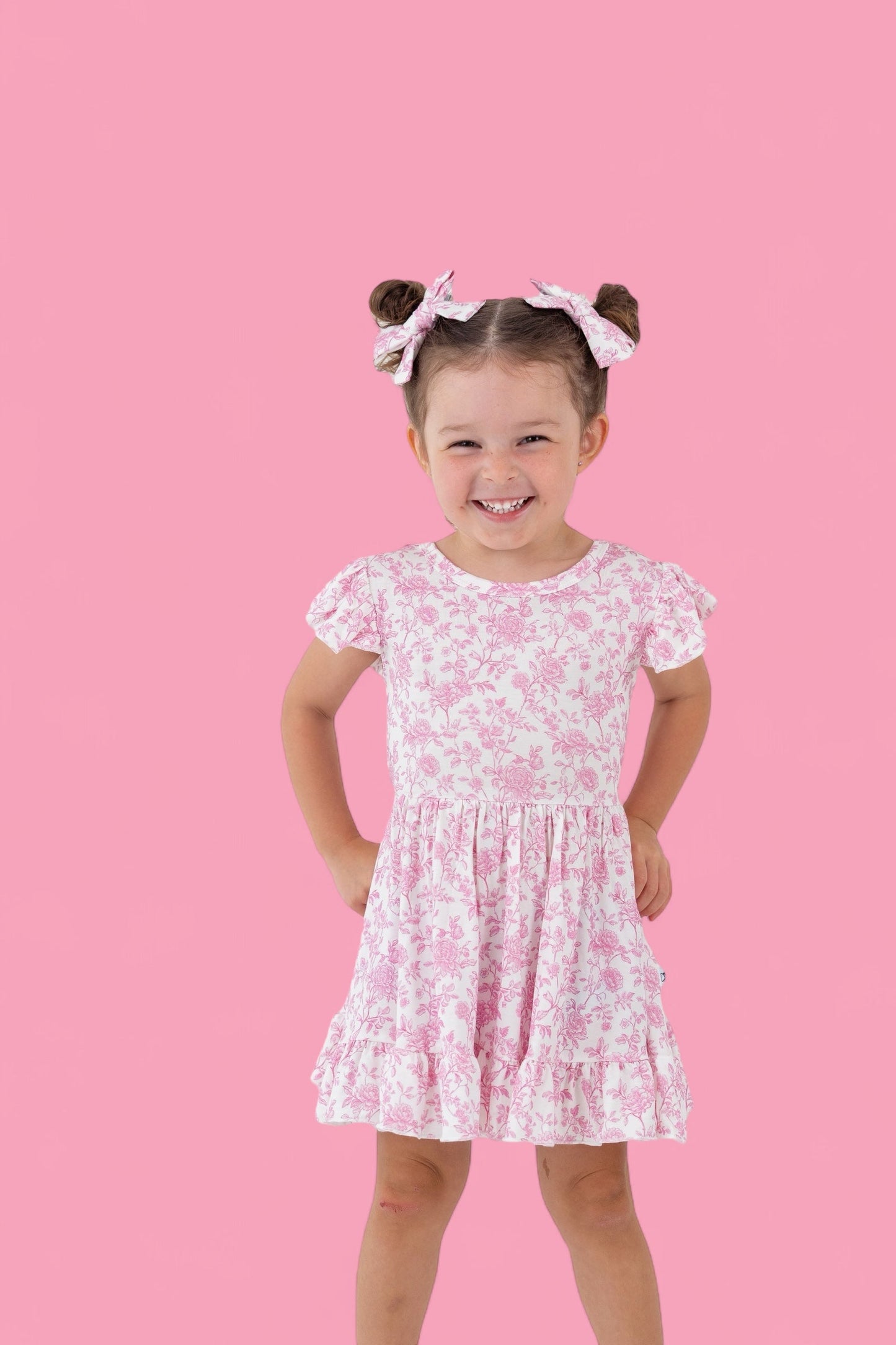 ROSEWOOD TOILE DREAM TIE BACK RUFFLE DRESS