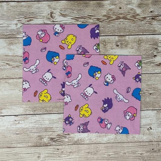 Hello Kitty Decoupage Napkins – Sanrio Above the Clouds Pink Craft Napkins for Journaling, Scrapbooking & Mixed Media