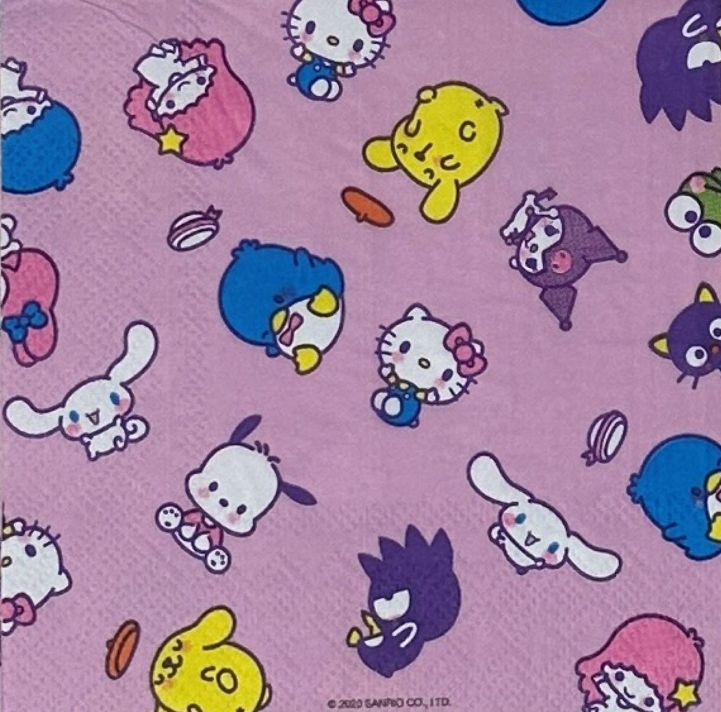 Servilletas de decoupage de Hello Kitty y amigos en rosa sobre las nubes de Sanrio