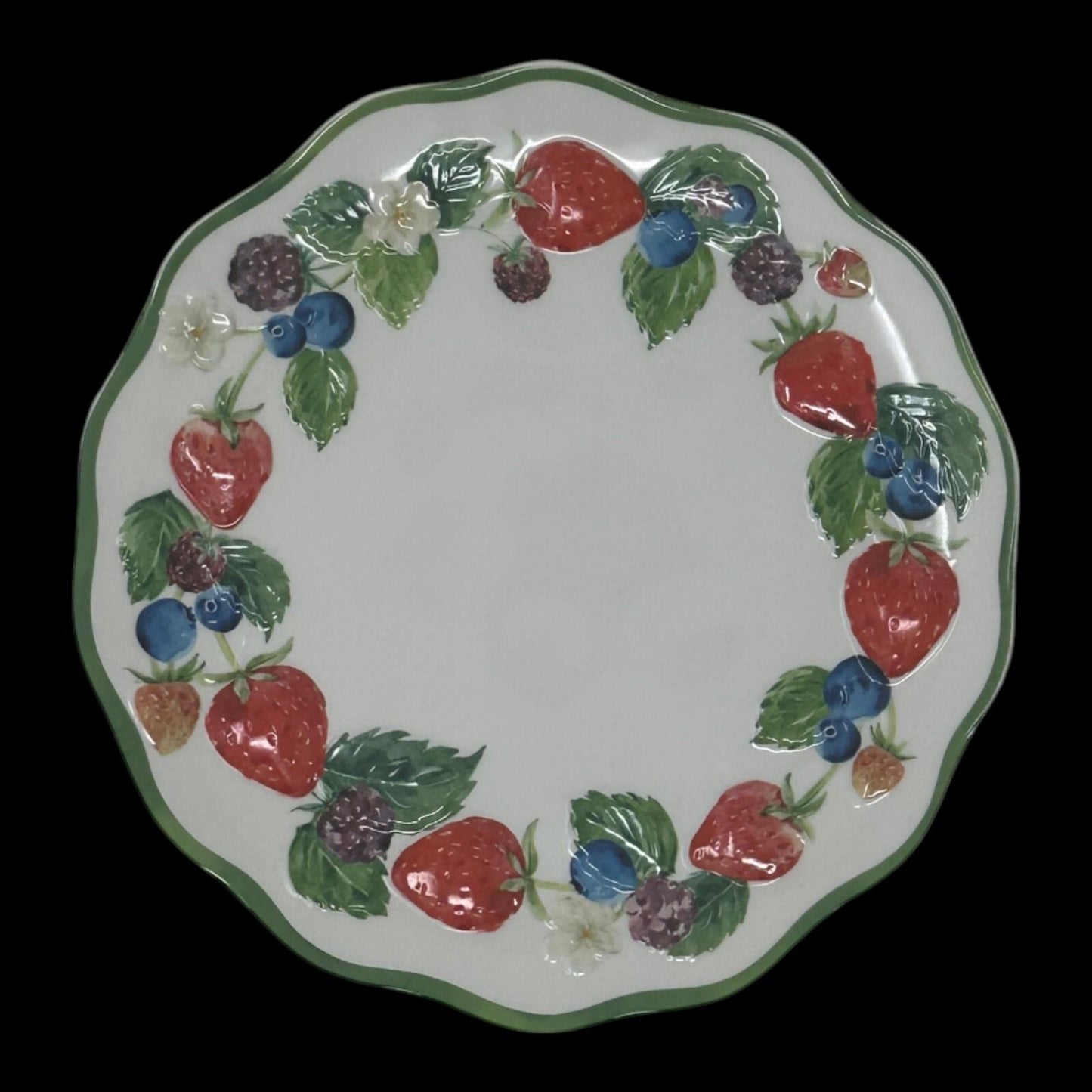 Primrose Vintage Berry Melamine 6.5" Dessert Plates Set of 4 Blueberries, Strawberries