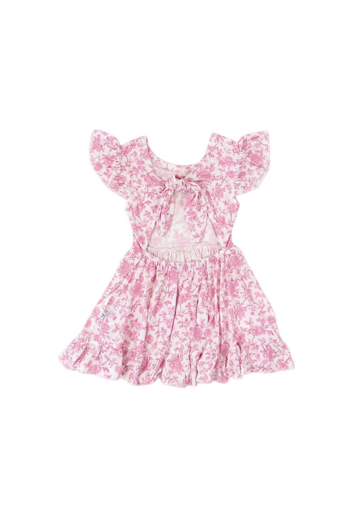 ROSEWOOD TOILE DREAM TIE BACK RUFFLE DRESS