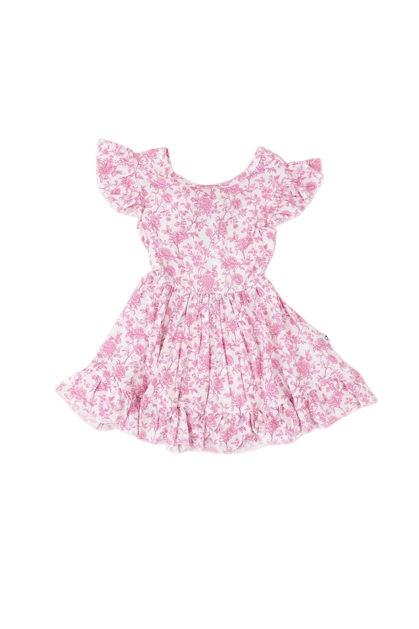 ROSEWOOD TOILE DREAM TIE BACK RUFFLE DRESS