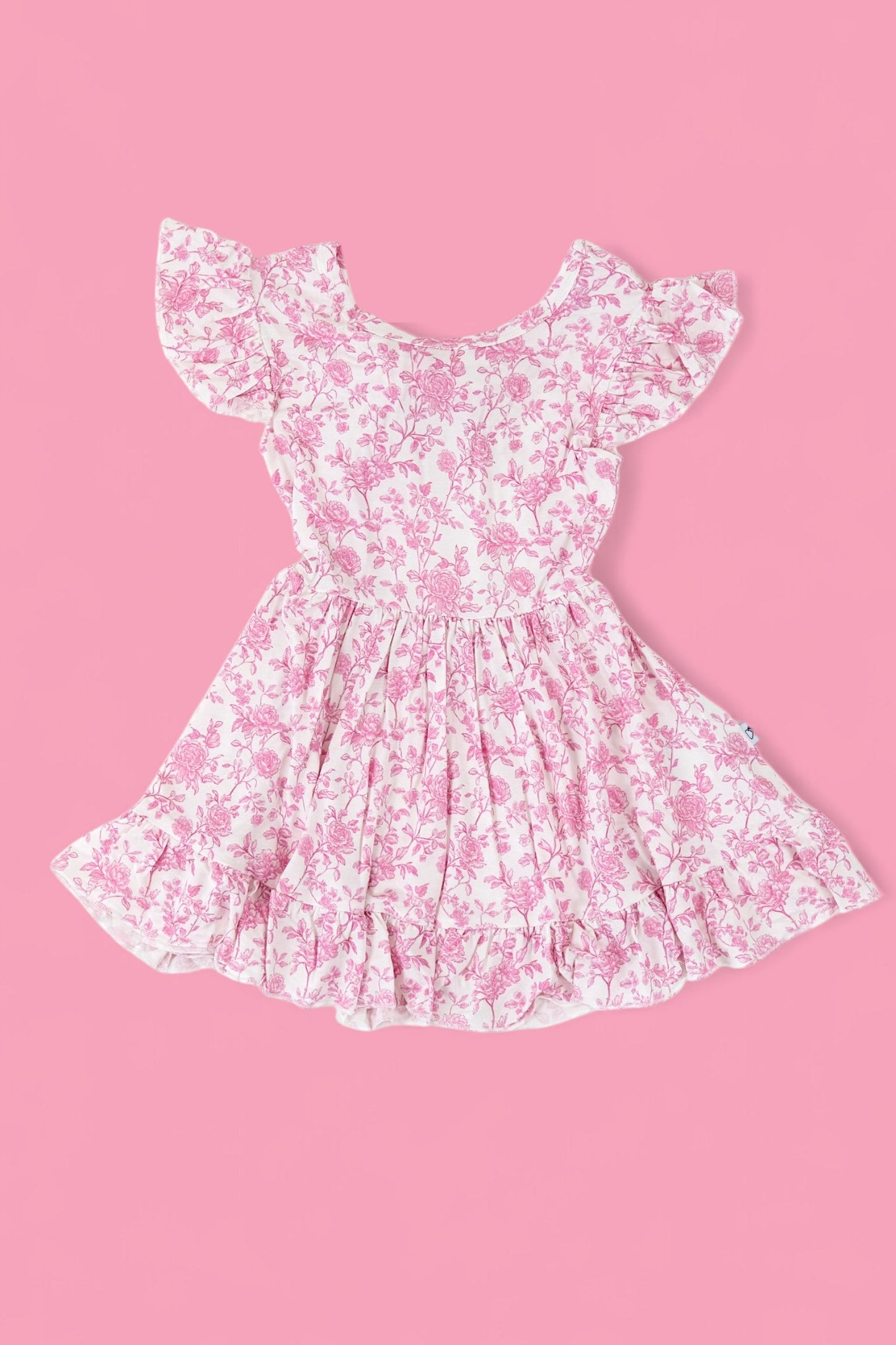 ROSEWOOD TOILE DREAM TIE BACK RUFFLE DRESS