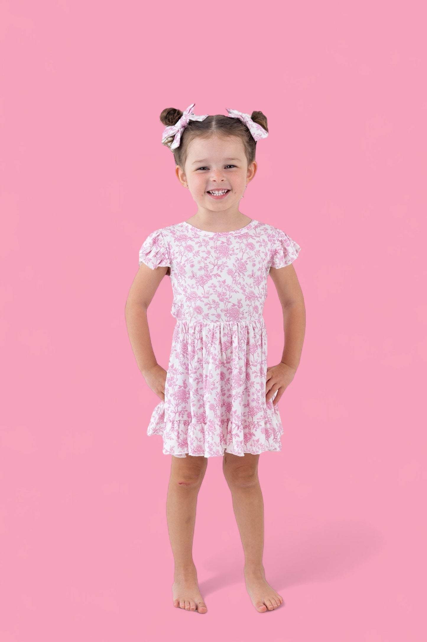 ROSEWOOD TOILE DREAM TIE BACK RUFFLE DRESS