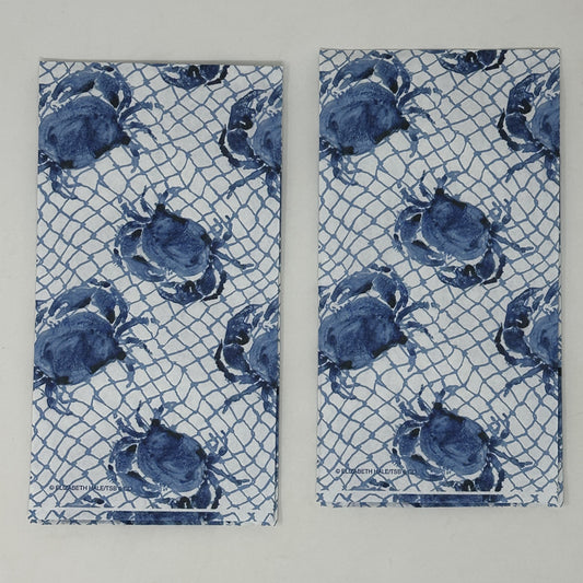 Decoupage Napkins Crab Coastal Blue White Nautical Fishing Net Guest Paper Crafts
