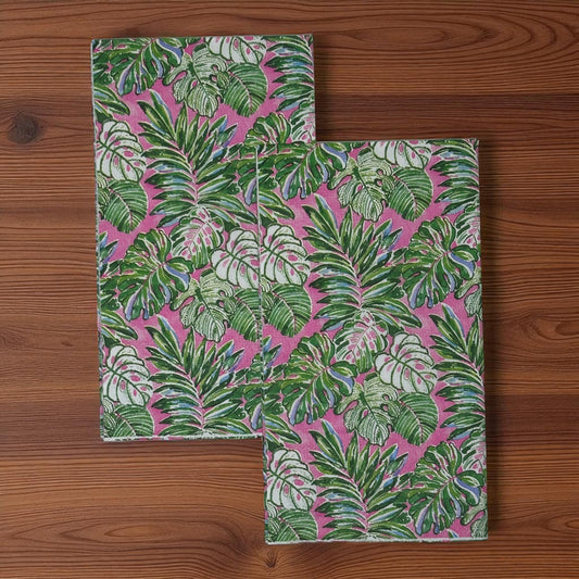 Tommy Bahama Pink & Green Palm Guest Size Decoupage Napkins – Tropical Leaf Design – Summer Paper Napkins for Crafts (Set of 2)