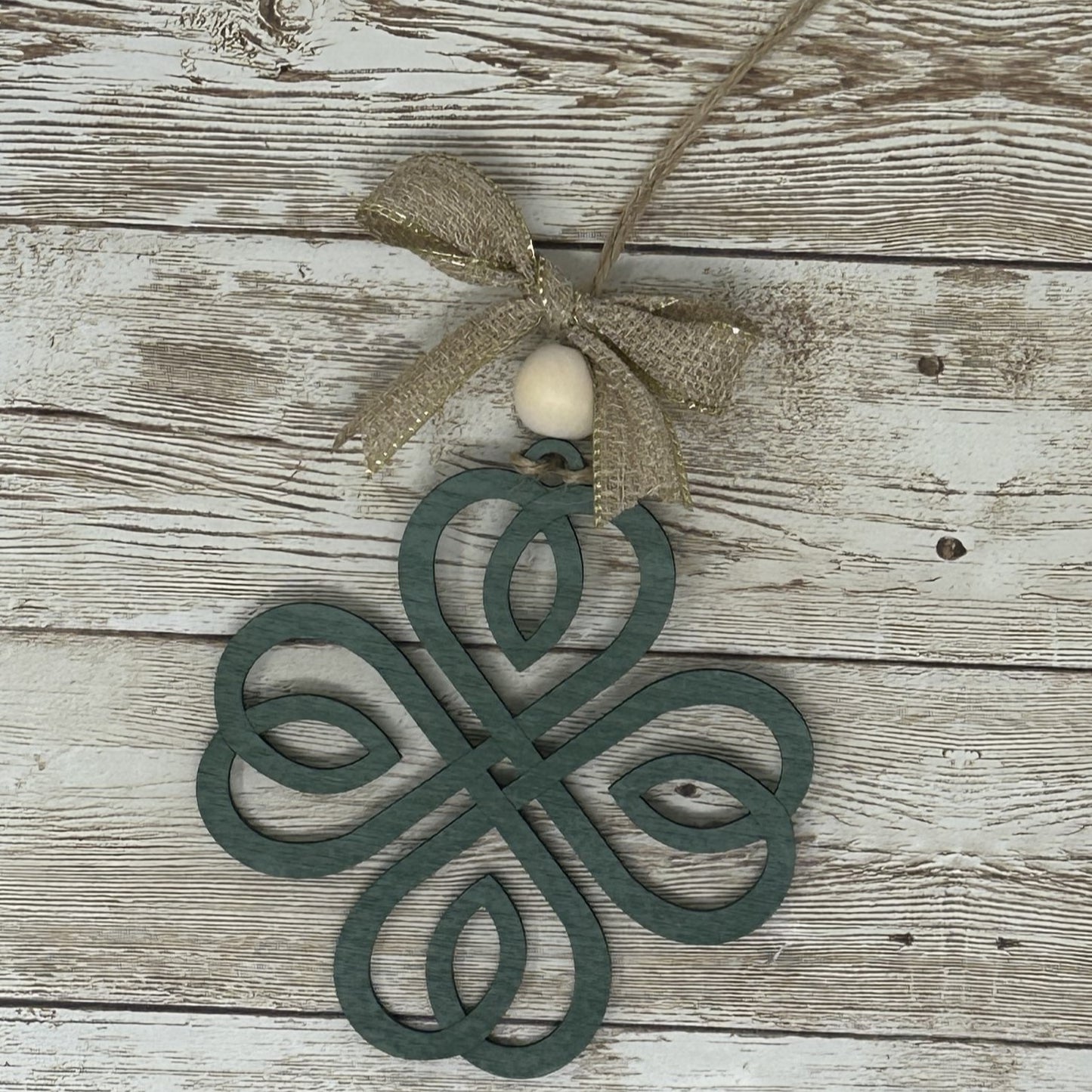 Irish Blessing Four Leaf Clover Lucky Wood Story Ornament