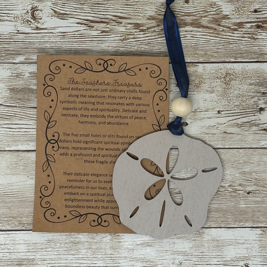 The Seashore Treasure Sand Dollar Journey to Enlightenment Wood Story Ornament