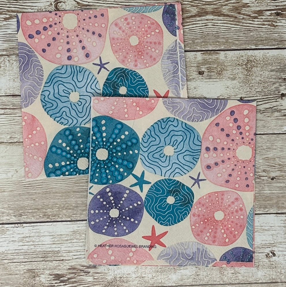 Decoupage Napkins Summer Starfish Beach Days Seashell Blue Green Cocktail Paper