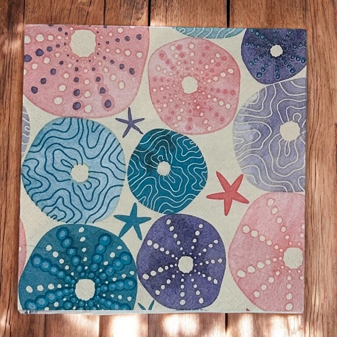 Decoupage Napkins Summer Starfish Beach Days Seashell Blue Green Cocktail Paper