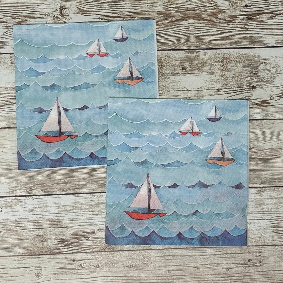 Servilletas con motivos náuticos para decoupage, papel para cóctel costero de Nueva Inglaterra, azul y rojo