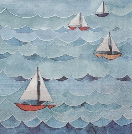 Servilletas con motivos náuticos para decoupage, papel para cóctel costero de Nueva Inglaterra, azul y rojo