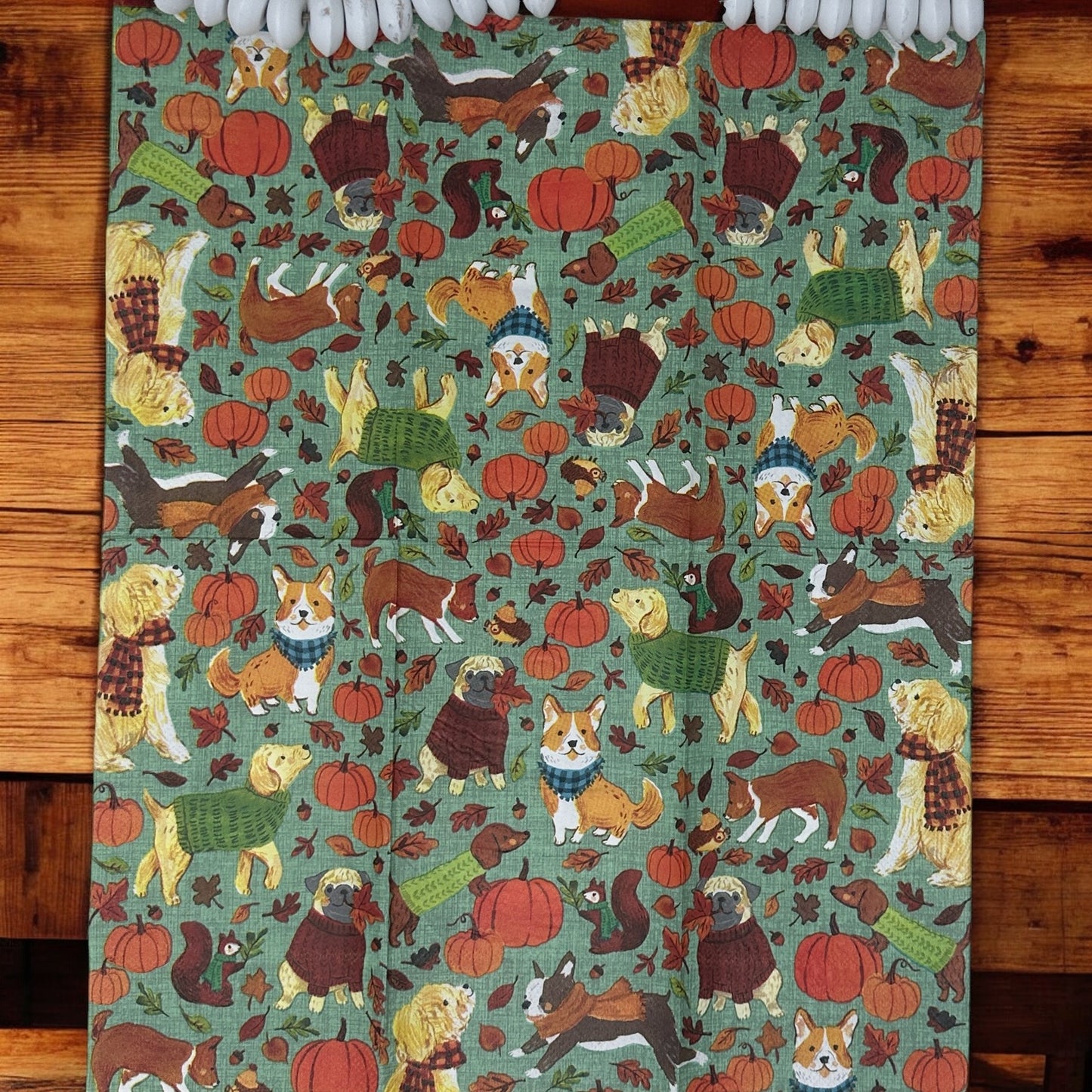 Servilletas con decoupage de perros de otoño, calabazas de Halloween y acción de gracias, manualidades para cócteles