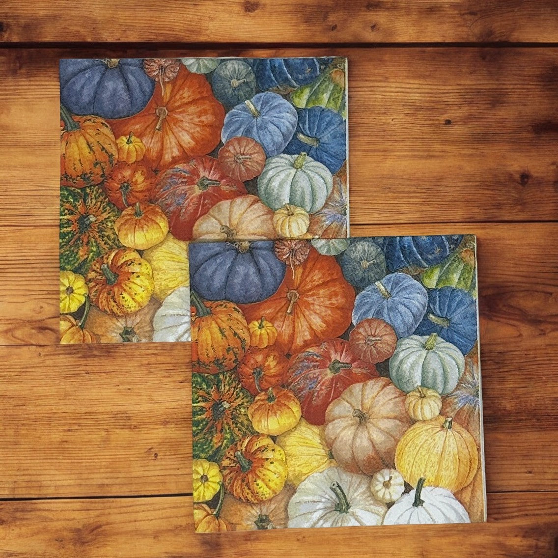 Decoupage Napkins Fall Pumpkin Patch Thanksgiving Halloween Orange Yellow Blue Cocktail Paper Crafts Cardmaking
