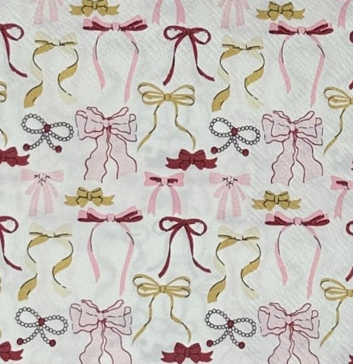 Decoupage Napkins Pink Bows Coquette Pearls Girly Cocktail Paper Crafts