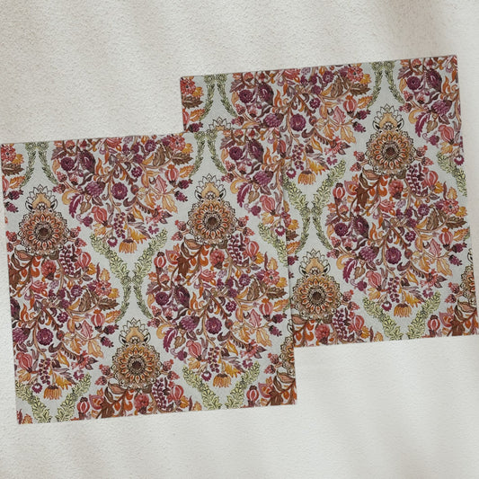 Autumn Floral Guest Size Decoupage Napkins – Elegant Damask Botanical Paper Napkins for Fall Crafts, Journaling & Mixed Media