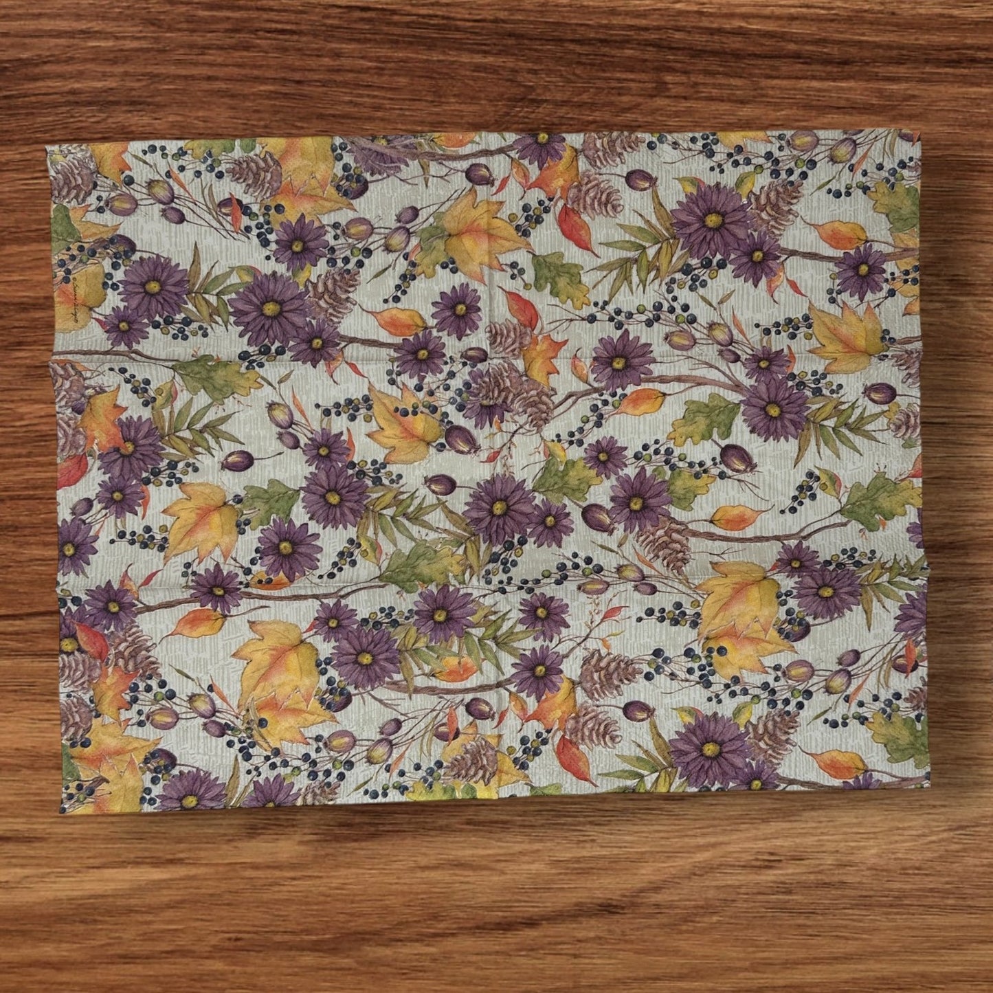 Decoupage Napkins Fall Floral Berries Thanksgiving Orange Yellow Rust Green Blue Purple Guests Paper Crafts