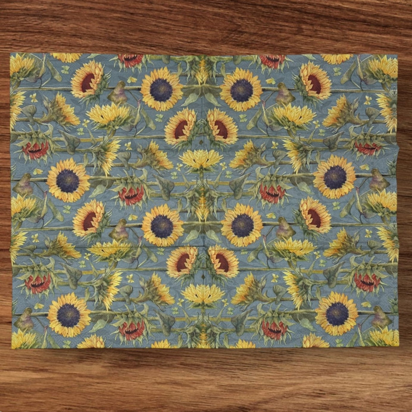 Decoupage Napkins Sunflowers Fall Thanksgiving Orange Yellow Rust Green Blue Guests Paper Crafts