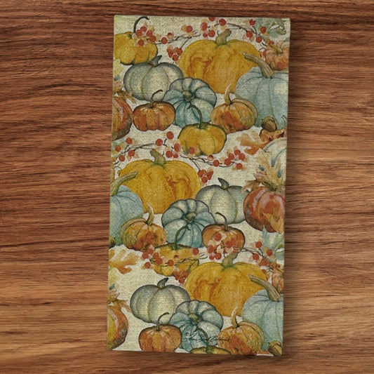 Decoupage Napkins Watercolor Pumpkin Fall Thanksgiving Orange Yellow Rust Blue Guest Paper Crafts