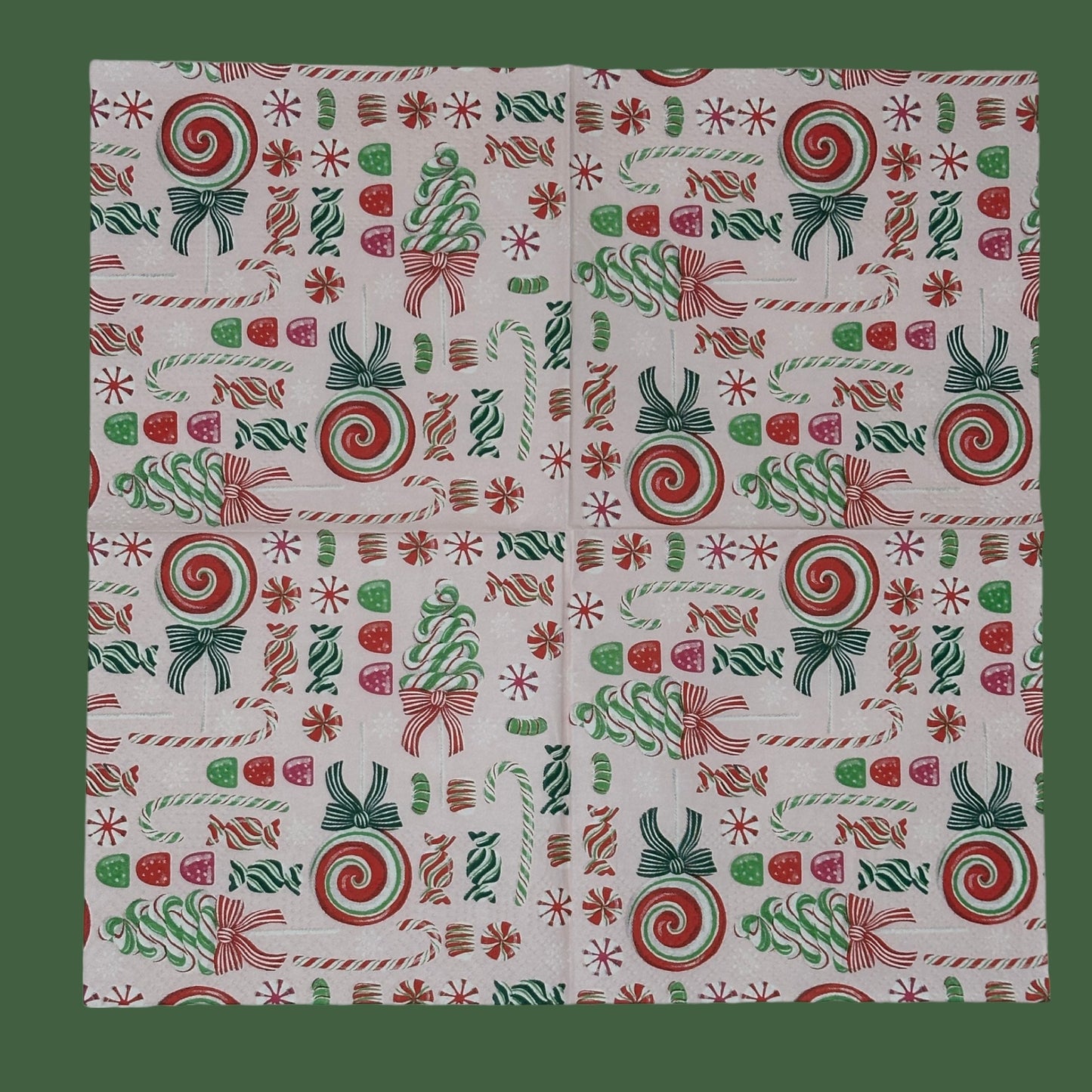Christmas Candy Decoupage Napkins – Candy Canes, Gumdrops, Ribbon Candy and Peppermints – Whimsical Holiday Paper Napkins for Crafts, Journaling and Mixed Media