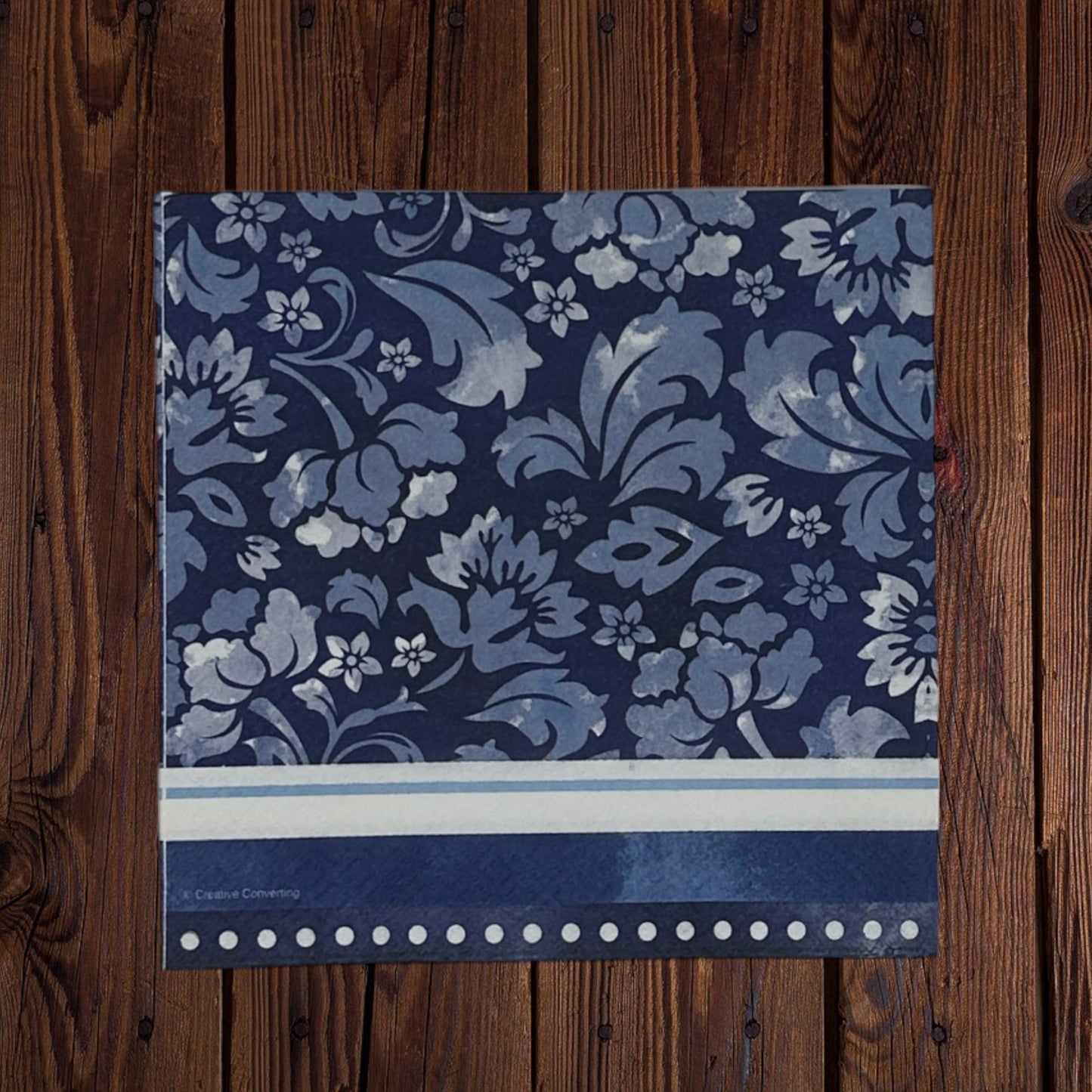 Decoupage Napkins Blue White - Floral Stripes & Dots Paper Crafts for Elegant DIY Projects