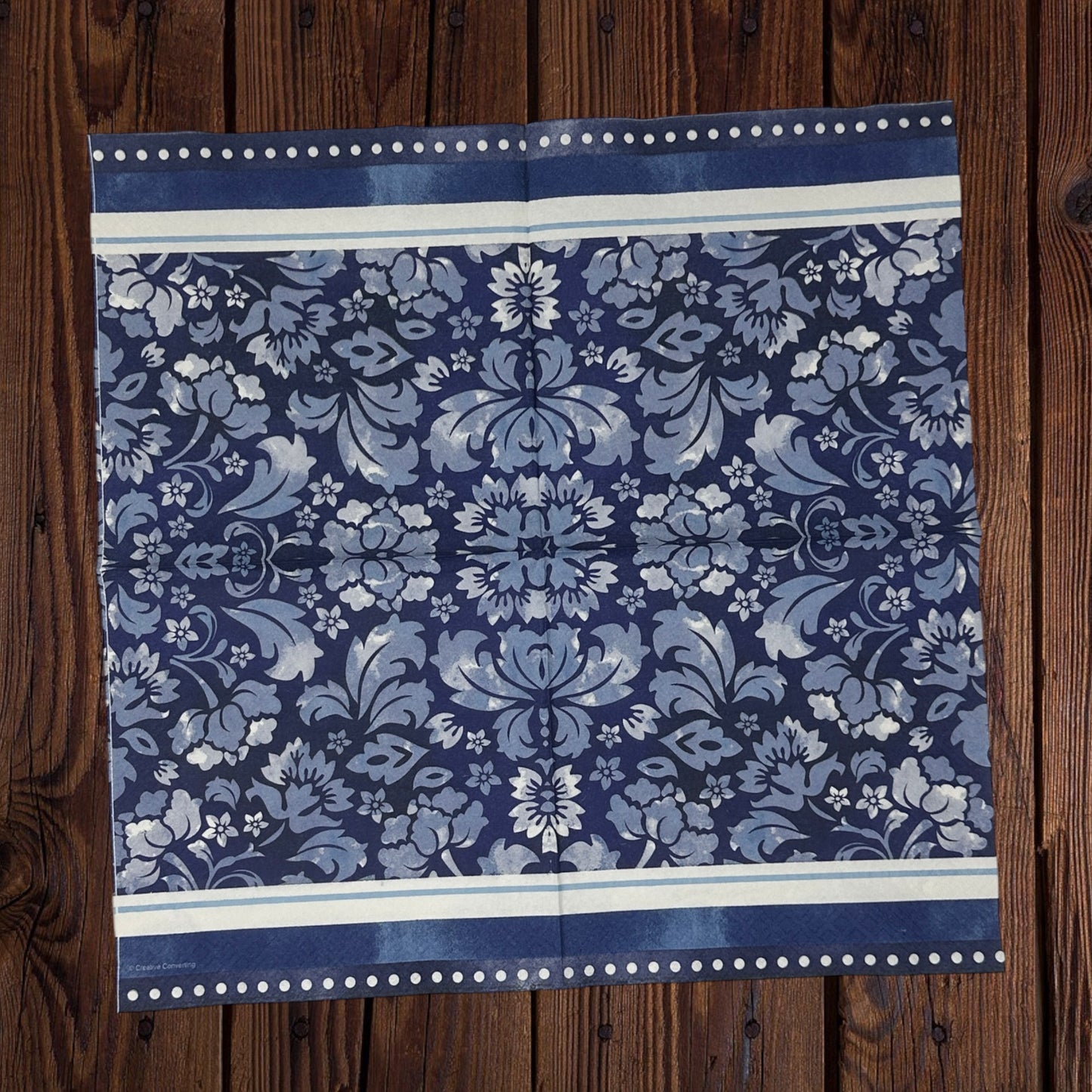 Decoupage Napkins Blue White - Floral Stripes & Dots Paper Crafts for Elegant DIY Projects