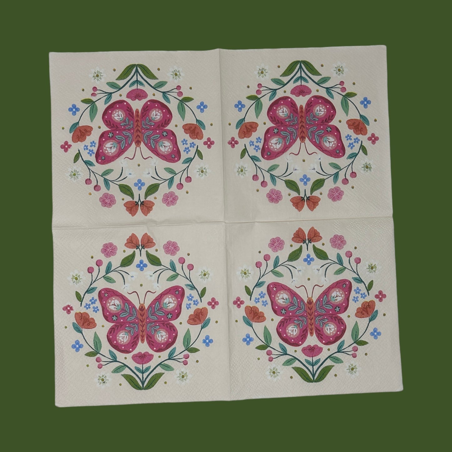 Decoupage Napkins Pink Floral Butterfly Clementine Cocktail Paper Crafts