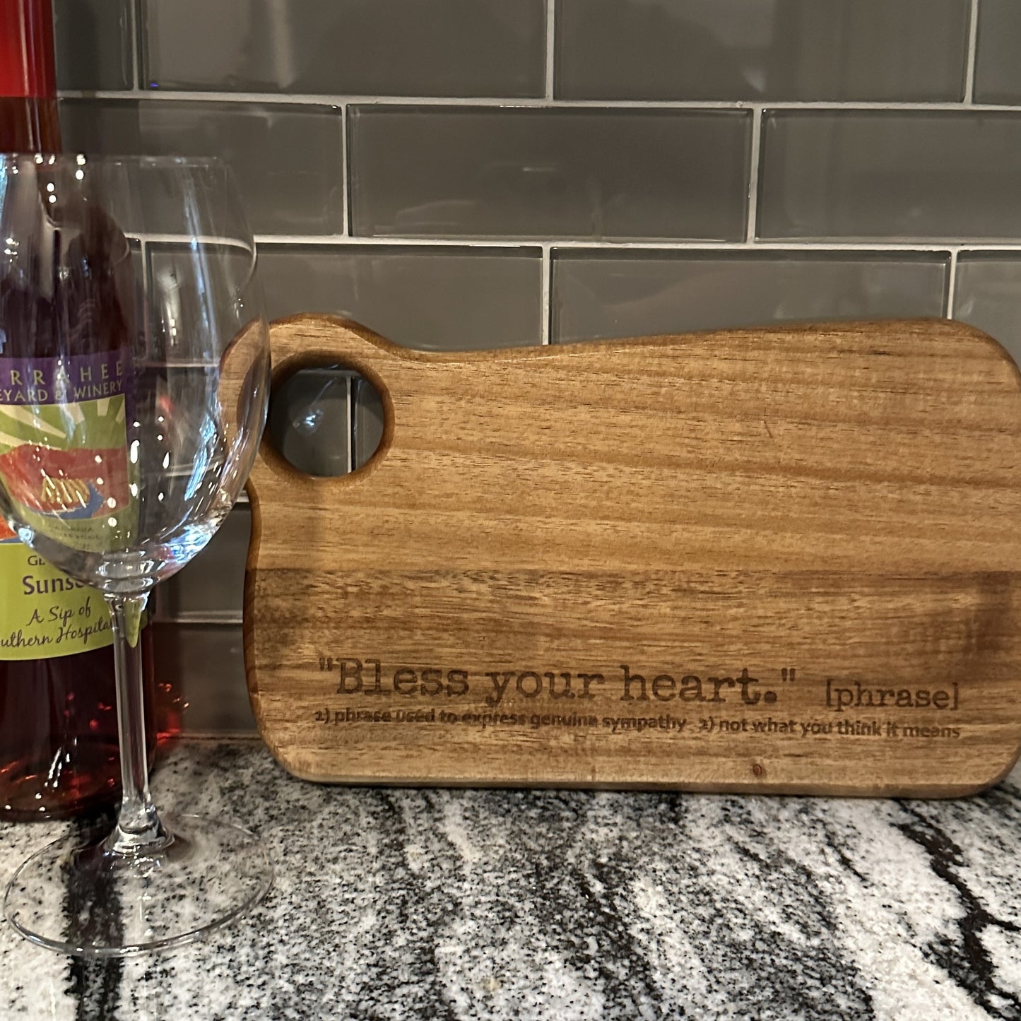 Southern Charm Wooden Cutting Board - Bless Your Heart Kitchen Decor